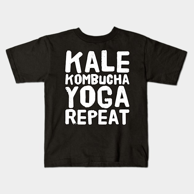 Kale kombucha yoga repeat Kids T-Shirt by captainmood